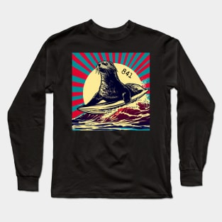 OTTER 841 Surfing Otter Santa Cruz color Long Sleeve T-Shirt